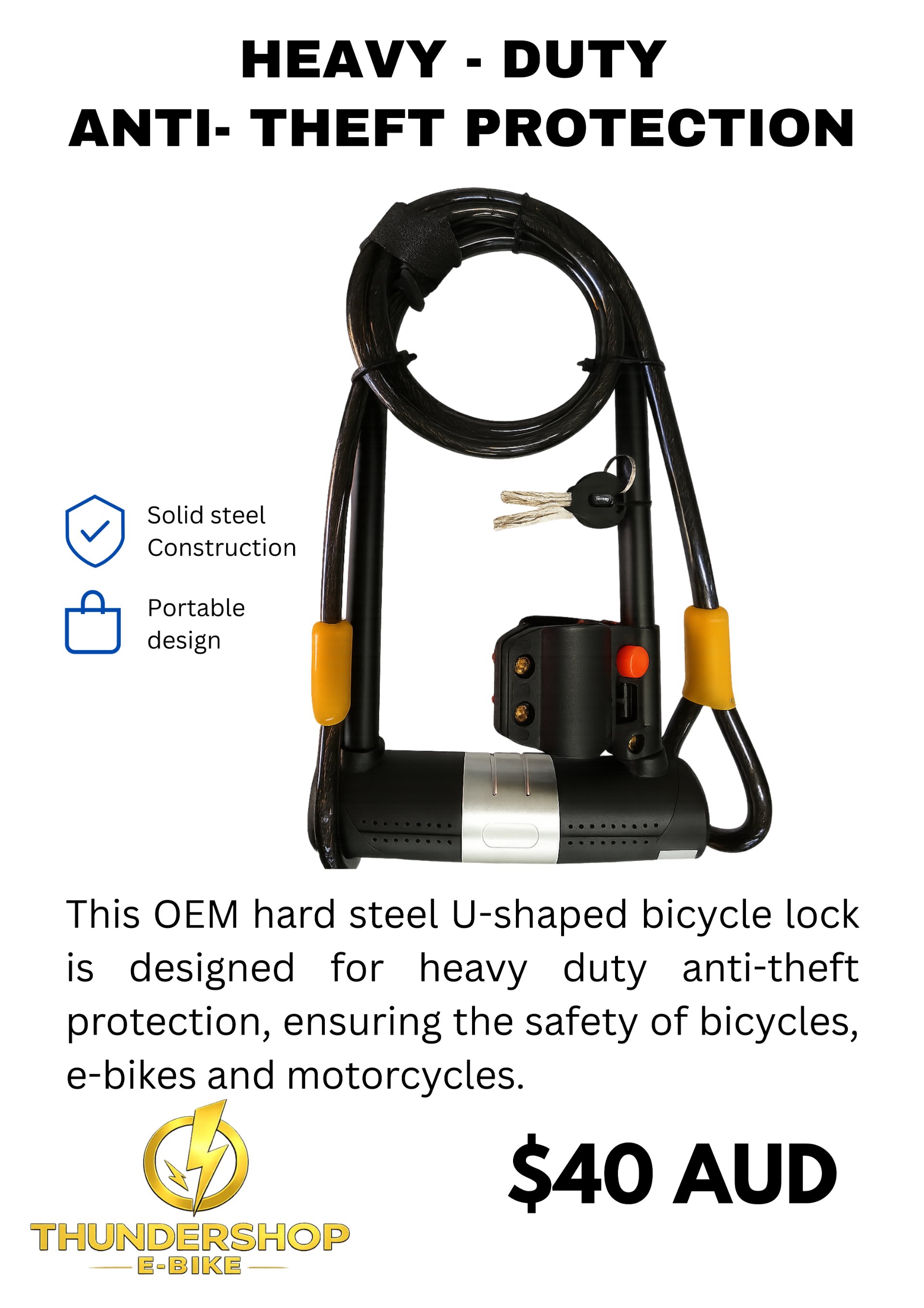 steel U-shaped bicycle lock - Miniatura 2